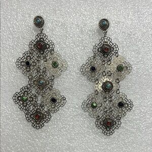 Elegant Silver Earrings with Multicolor Accents